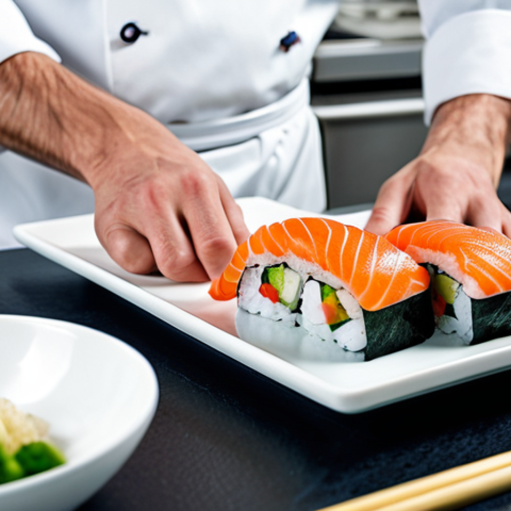 Sushi Chef**

"A professional sushi chef in a clean, well-lit kitchen preparing nigiri, fully clothed, appropriate attire, safe for work, perfect anatomy, well-formed hands, natural proportions, professional food photography, focus on detail, modest presentation, family-friendly."

**