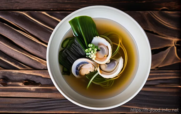 일본 대표적인 수프 종류 - **Prompt 1: A Serene Bowl of Clear Dashi Soup with Delicate Seafood**
A close-up, beautifully co...