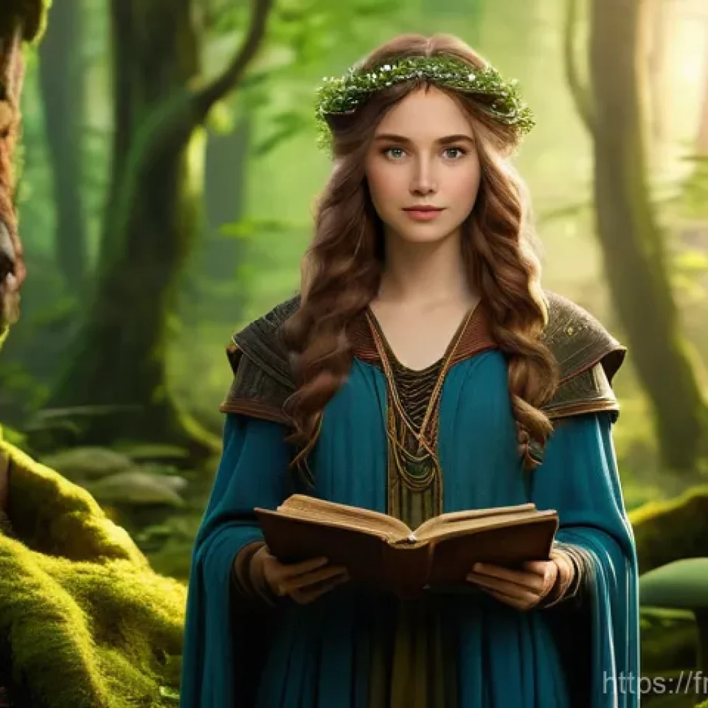 초밥용 생선 고르는 법 - **Enchanted Forest Mage Apprentice:** A young woman, appearing around 16-18 years old, stands amidst...