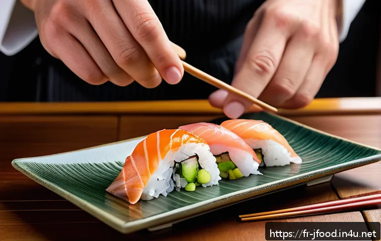 스시와 초밥의 원리 - A close-up, high-resolution image of a traditional Japanese sushi chef&rsquo;s hands delicately shaping a ...